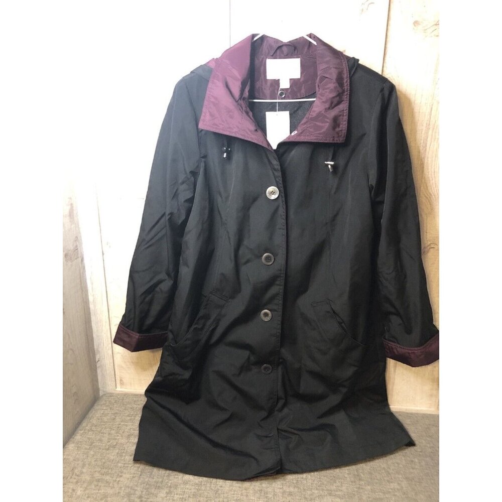 Appleseeds Womens Coat Size Small Hood w/ Removable Liner Black Purple